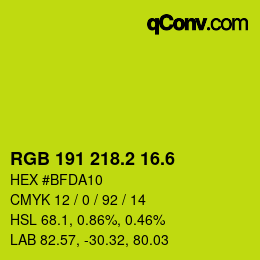カラーコード: RGB 191 218.2 16.6 | qconv.com