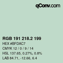 カラーコード: RGB 191 218.2 199 | qconv.com