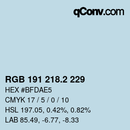 カラーコード: RGB 191 218.2 229 | qconv.com