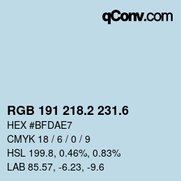 カラーコード: RGB 191 218.2 231.6 | qconv.com