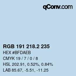カラーコード: RGB 191 218.2 235 | qconv.com