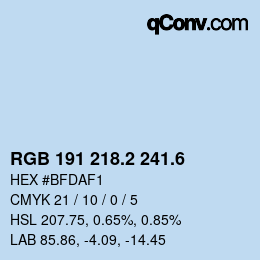 カラーコード: RGB 191 218.2 241.6 | qconv.com