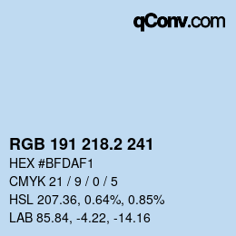 カラーコード: RGB 191 218.2 241 | qconv.com