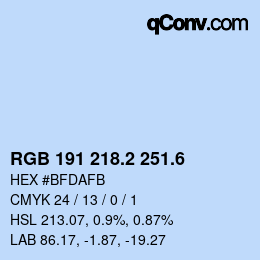 カラーコード: RGB 191 218.2 251.6 | qconv.com