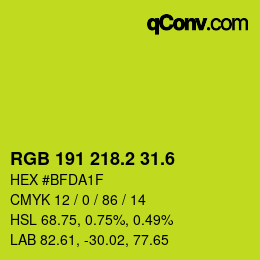 カラーコード: RGB 191 218.2 31.6 | qconv.com