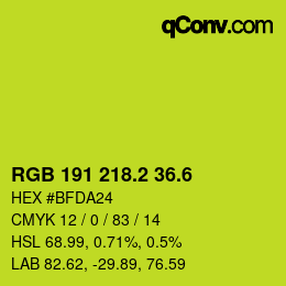 カラーコード: RGB 191 218.2 36.6 | qconv.com