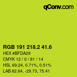 カラーコード: RGB 191 218.2 41.6 | qconv.com