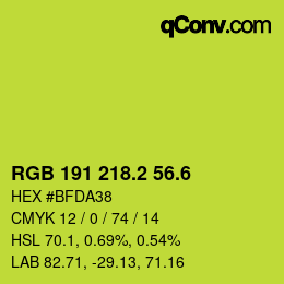 カラーコード: RGB 191 218.2 56.6 | qconv.com