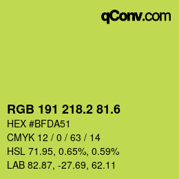 カラーコード: RGB 191 218.2 81.6 | qconv.com