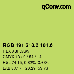 カラーコード: RGB 191 218.6 101.6 | qconv.com