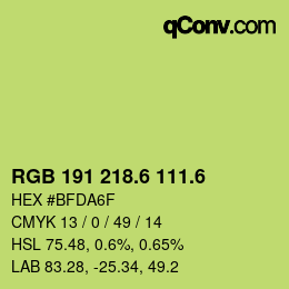 カラーコード: RGB 191 218.6 111.6 | qconv.com