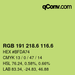 カラーコード: RGB 191 218.6 116.6 | qconv.com