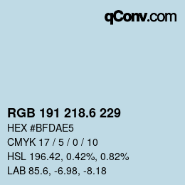 カラーコード: RGB 191 218.6 229 | qconv.com