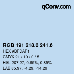 カラーコード: RGB 191 218.6 241.6 | qconv.com