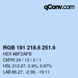 カラーコード: RGB 191 218.6 251.6 | qconv.com