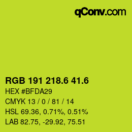 カラーコード: RGB 191 218.6 41.6 | qconv.com