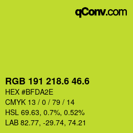 カラーコード: RGB 191 218.6 46.6 | qconv.com