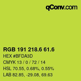 カラーコード: RGB 191 218.6 61.6 | qconv.com