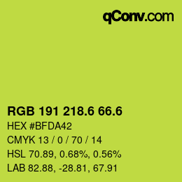 カラーコード: RGB 191 218.6 66.6 | qconv.com