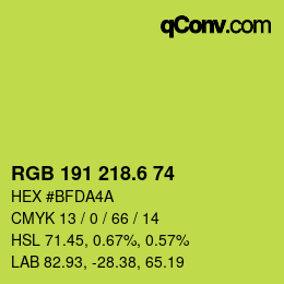 カラーコード: RGB 191 218.6 74 | qconv.com