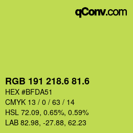 カラーコード: RGB 191 218.6 81.6 | qconv.com