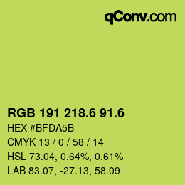 カラーコード: RGB 191 218.6 91.6 | qconv.com