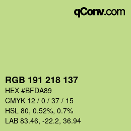 Color code: RGB 191 218 137 | qconv.com