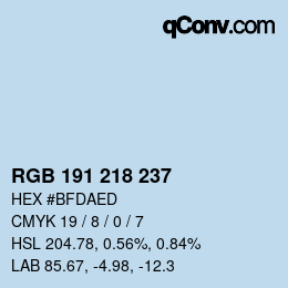 Farbcode: RGB 191 218 237 | qconv.com