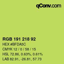 Código de color: RGB 191 218 92 | qconv.com