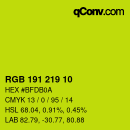Color code: RGB 191 219 10 | qconv.com