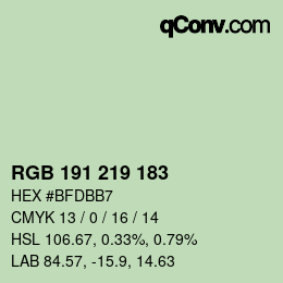 カラーコード: RGB 191 219 183 | qconv.com
