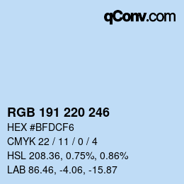 カラーコード: RGB 191 220 246 | qconv.com