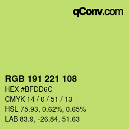 カラーコード: RGB 191 221 108 | qconv.com