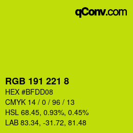Color code: RGB 191 221 8 | qconv.com