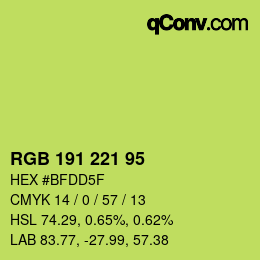 カラーコード: RGB 191 221 95 | qconv.com