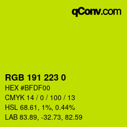 カラーコード: RGB 191 223 0 | qconv.com