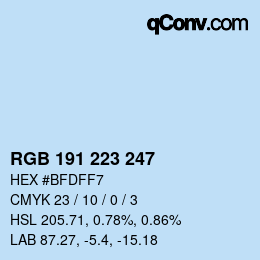 Color code: RGB 191 223 247 | qconv.com