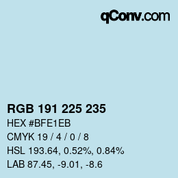 颜色代码: RGB 191 225 235 | qconv.com