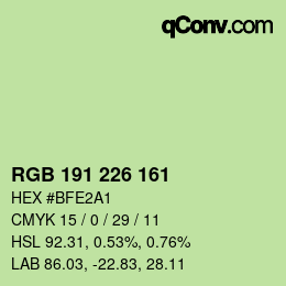 Color code: RGB 191 226 161 | qconv.com