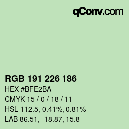 Color code: RGB 191 226 186 | qconv.com