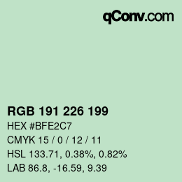 Color code: RGB 191 226 199 | qconv.com