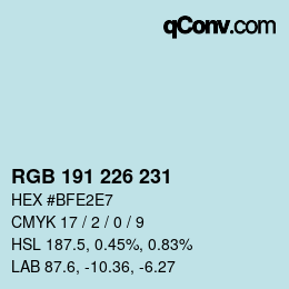 カラーコード: RGB 191 226 231 | qconv.com