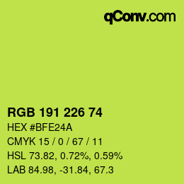 Color code: RGB 191 226 74 | qconv.com