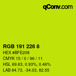 Color code: RGB 191 226 8 | qconv.com