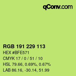 Color code: RGB 191 229 113 | qconv.com