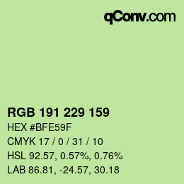 颜色代码: RGB 191 229 159 | qconv.com