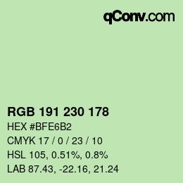 Código de color: RGB 191 230 178 | qconv.com
