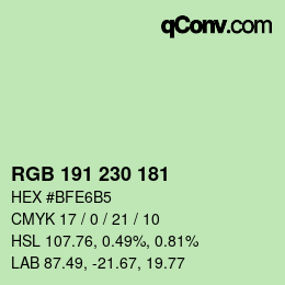 Farbcode: RGB 191 230 181 | qconv.com