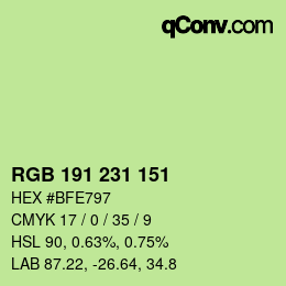 Color code: RGB 191 231 151 | qconv.com