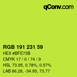 Color code: RGB 191 231 59 | qconv.com